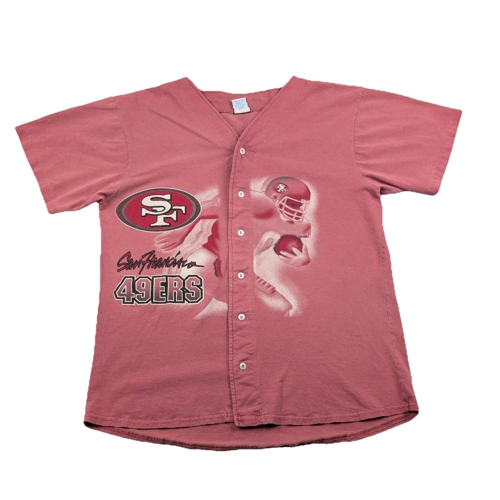 Vintage 90s Ultimate Sports Wear Shirt Jersey L Fade Red San Francisco 49ers